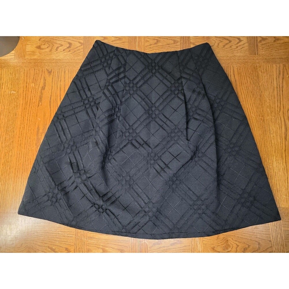 Talbots A-Line Skirt Black Quilted Textured Knee Length Classic Office 12P